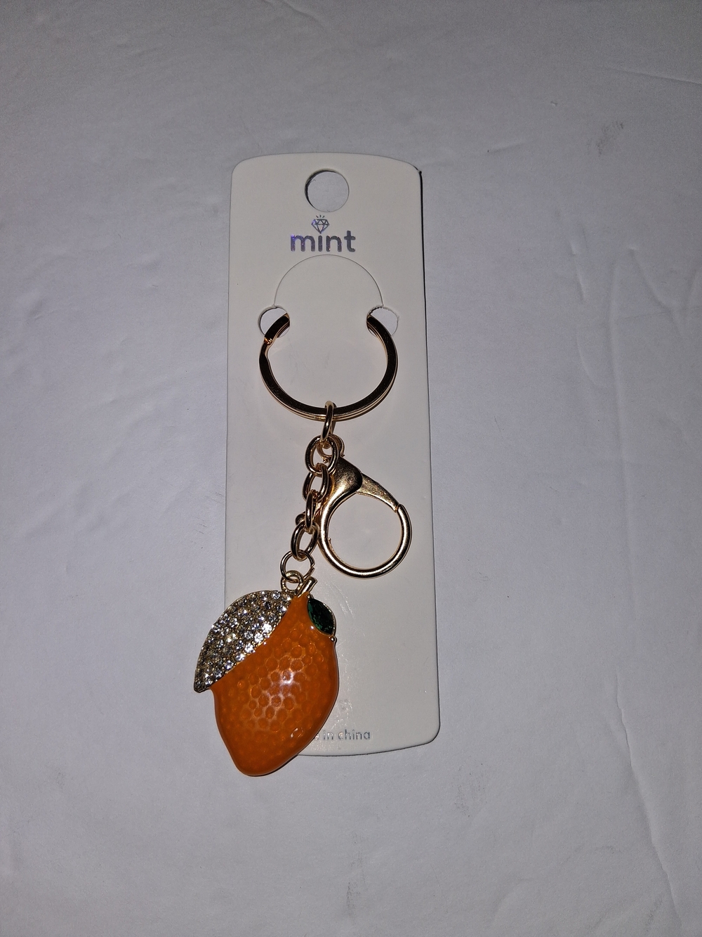 Mint Orange Crystal Lemon Keychain